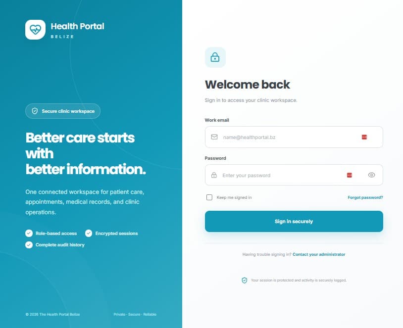 Diamond Health Portal secure sign-in